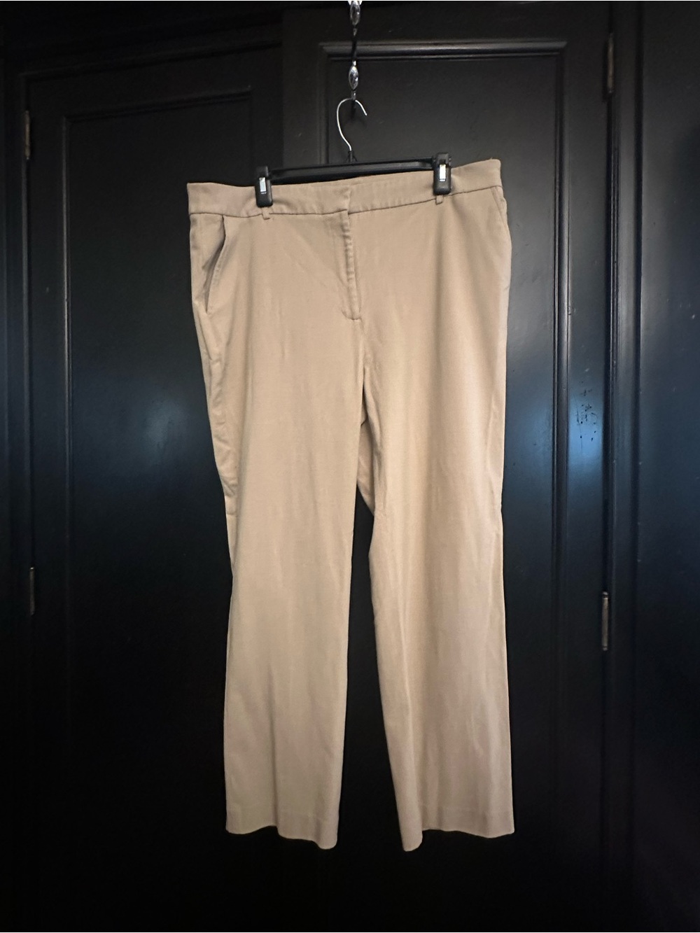 Anne Klein Beige Straight-Leg Pull-On Trousers